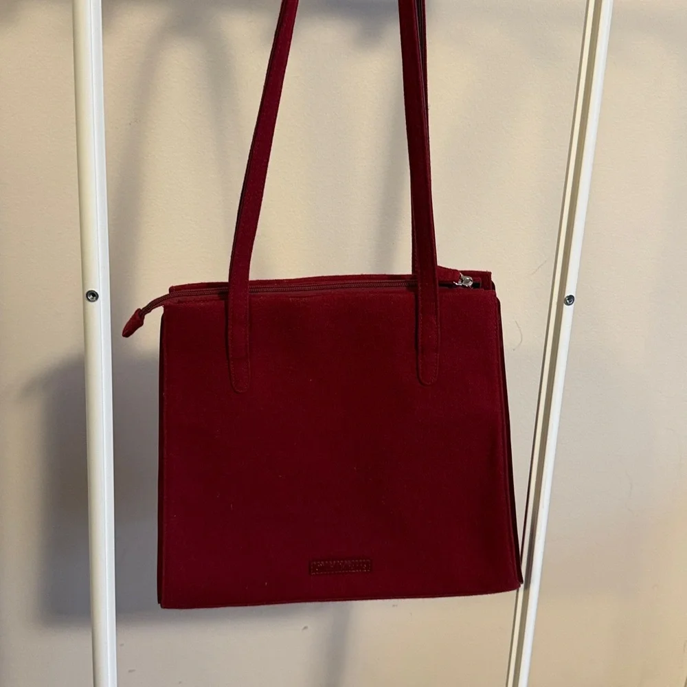 Liz Claiborne Burgundy felted wool shoulder bag